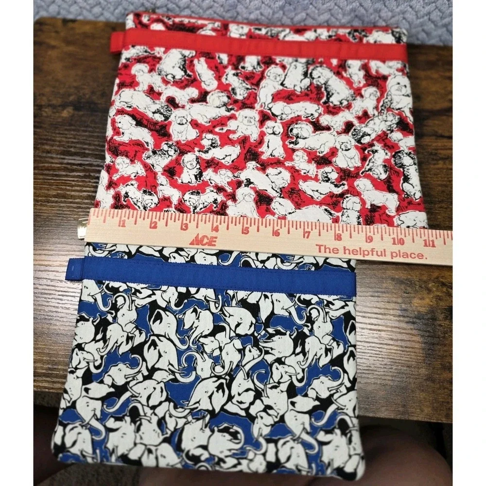 2 Carolina Herrera X Neiman Marcus Poodle Puppy Travel Bag iPad Case Makeup Case